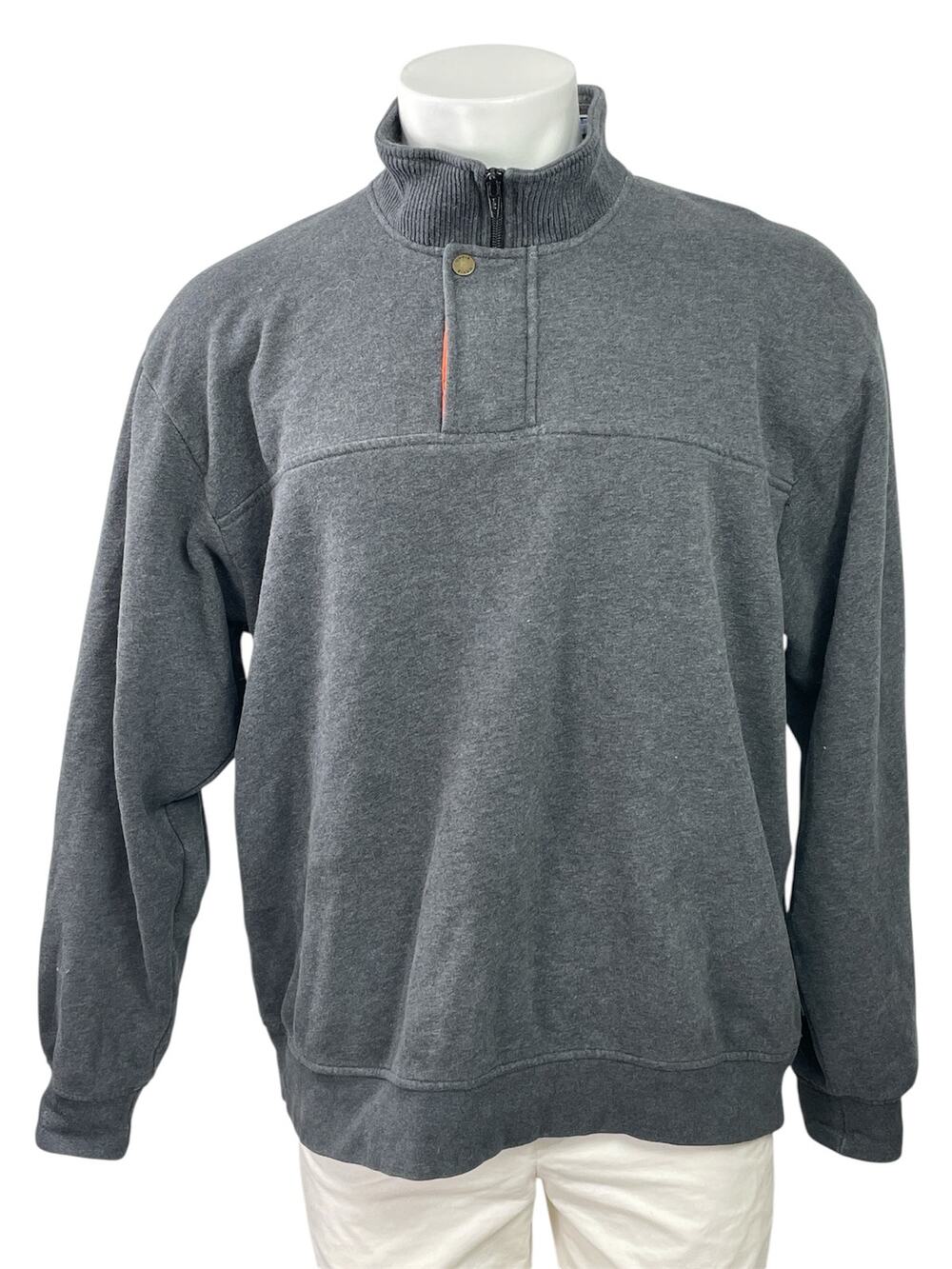 Orvis Men's Gray Turtleneck 1/4 Zip Long Sleeve Fleece Sweatshirt Sweater Top L